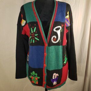 Gibson Multicolor Christmas Cardigan Small